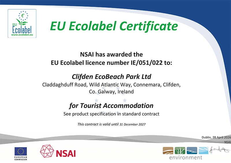 Clifden EcoPark EU Ecolabel Certificate